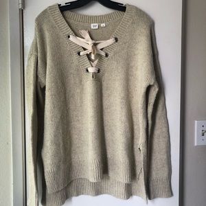 Lace up VNeck Sweater